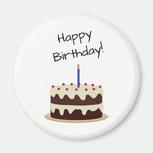 Imã Chocolate do feliz aniversario e bolo da baunilha