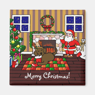 Imã Chocolate Labrador e desenhos animados do Natal do
