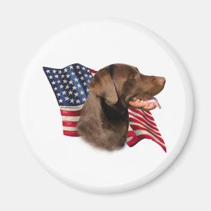 Imã Chocolate Labrador Retriever American Flag
