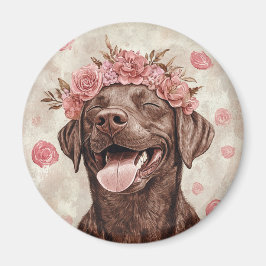 Imã Chocolate Labrador Retriever Cachorro Rosa