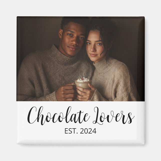 Imã Chocolate Lovers Couple Established Photo Gift (Frente)