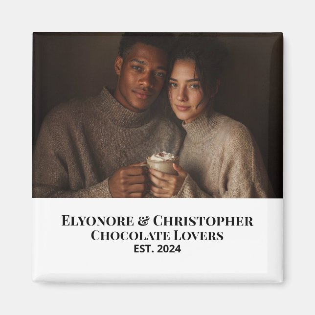 Imã Chocolate Lovers Couple Established Photo Gift (Frente)