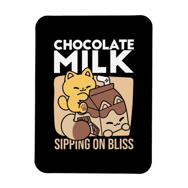 Ímã Chocolate Milk Sipping on Bliss – Kawaii Cat Food  (Vertical)