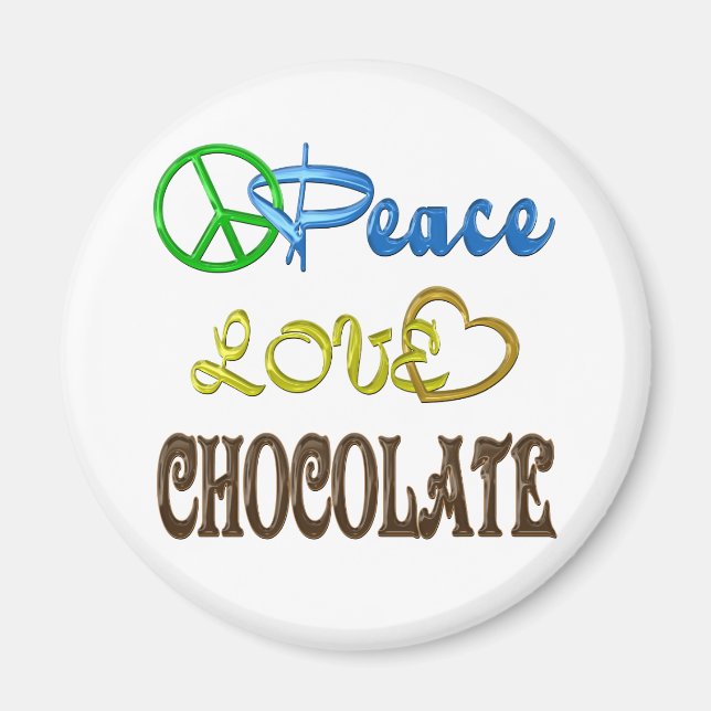 Imã Chocolate Peace Love (Frente)