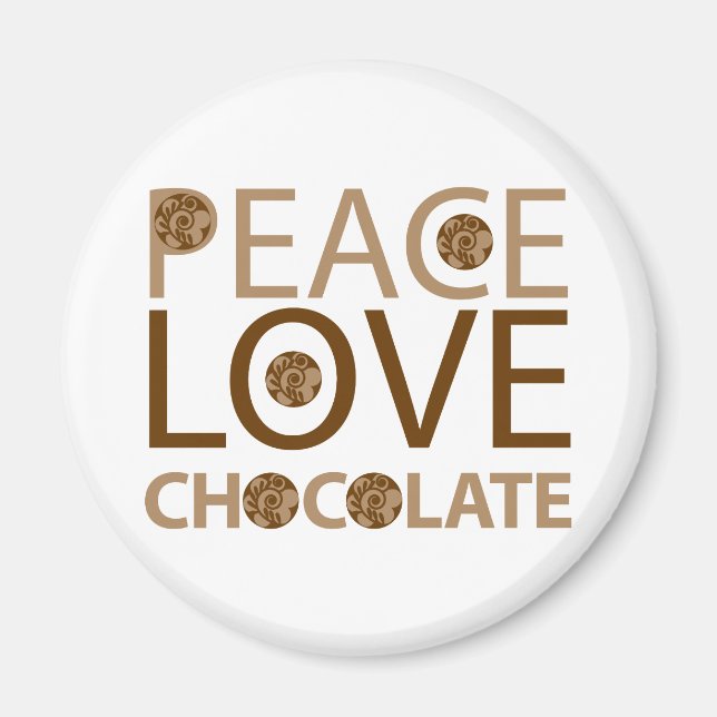 Imã Chocolate Peace Love (Frente)