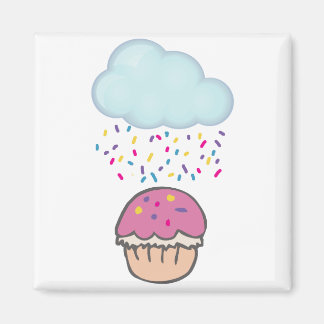 Imã Chovendo Confeitos no Cupcake