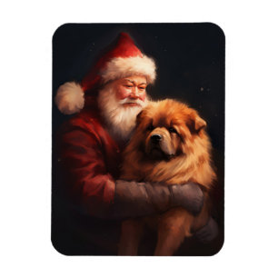 Ímã Chow Chow com Papai Noel Natal Festivo