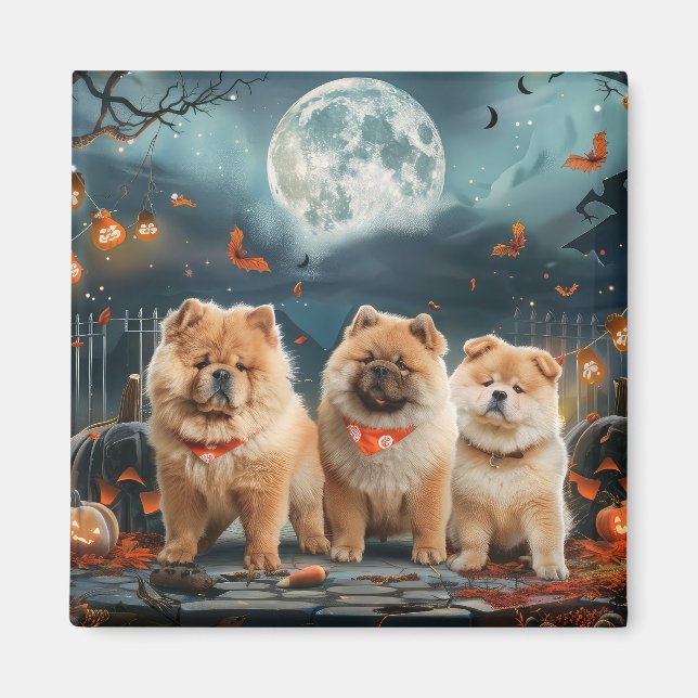 Imã Chow Chow Halloween Assustador (Frente)