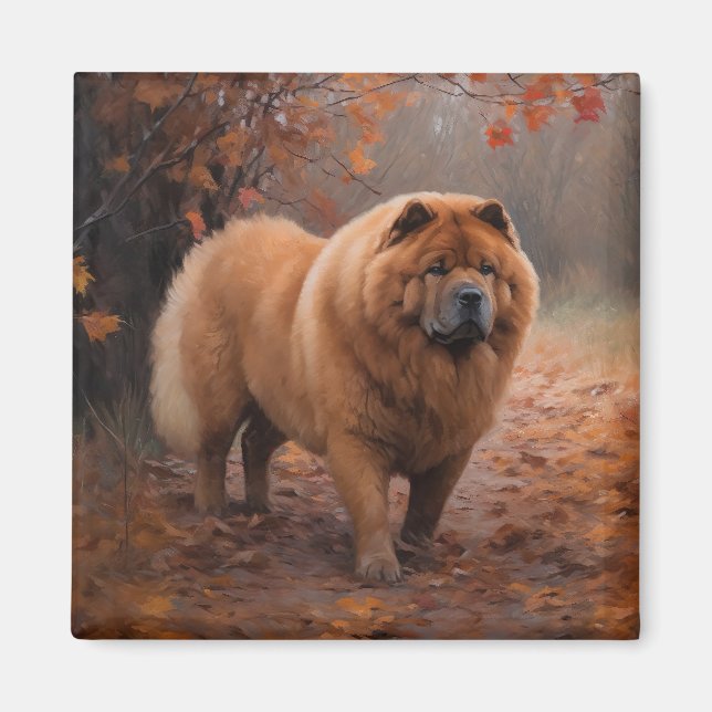 Imã Chow Chow no Outono Folhas Caem Inspiram (Frente)