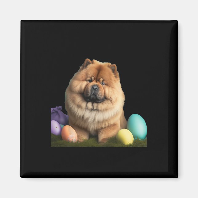 Imã Chow Chow Páscoa Engraçado Cachorro Páscoa Dia Cos (Frente)