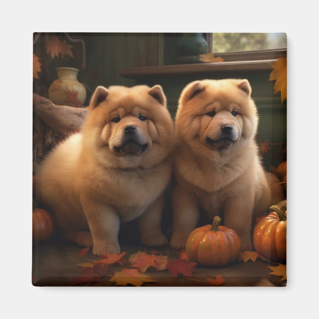 Imã Chow Chow Puppy Autumn Delight Pumpkin (Frente)
