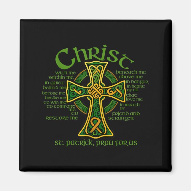 Imã Christ With Me Celtic Cross St. Patrick Breastplat (Frente)