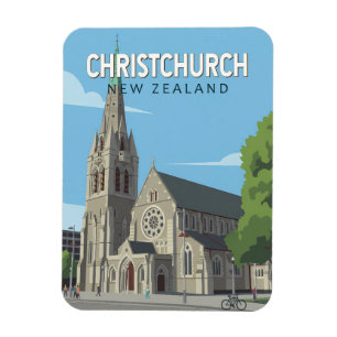 Ímã Christchurch Nova Zelândia Ilustração Arte Viagem