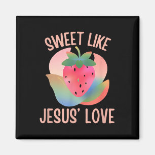 Imã Christian Boho Strawberry Sweet Como Jesus Love Fo