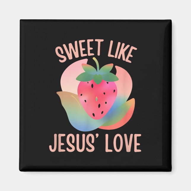 Imã Christian Boho Strawberry Sweet Como Jesus Love Fo (Frente)