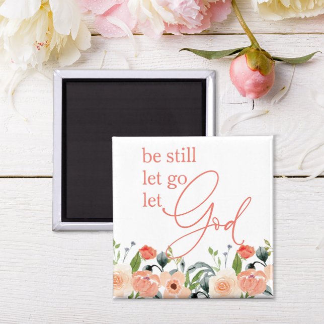 Imã Christian, deixe Deus (Add a touch of beauty and faith to your space with this pretty watercolor flower magnet. )