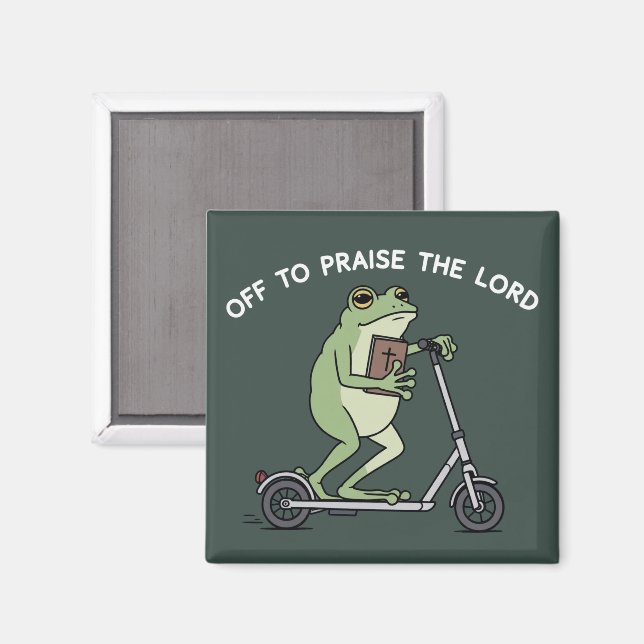 Imã Christian Funny Frog Off To Praise The Lord Bible  (Front/Back)