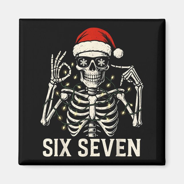 Imã Christmas 67 Meme Skeleton With Santa Hat For Men  (Frente)