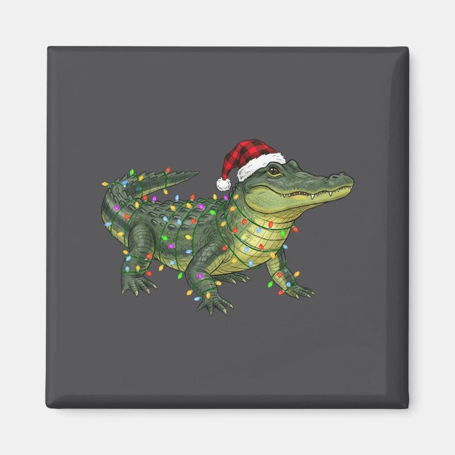Imã Christmas Alligator Holiday Reptile Funny Festive  (Frente)