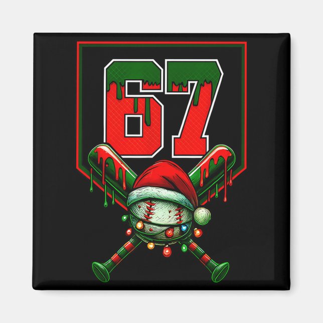 Imã Christmas Baseball Drip Number 67 Player Or 67th B (Frente)