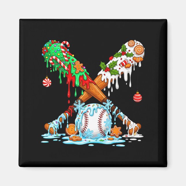 Imã Christmas Baseball Ice Cream Drip Candy Game Day B (Frente)