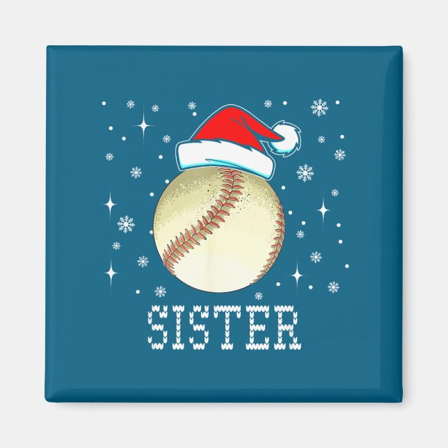 Imã Christmas Baseball Sister Xmas Santa Hat Kids Boys (Frente)