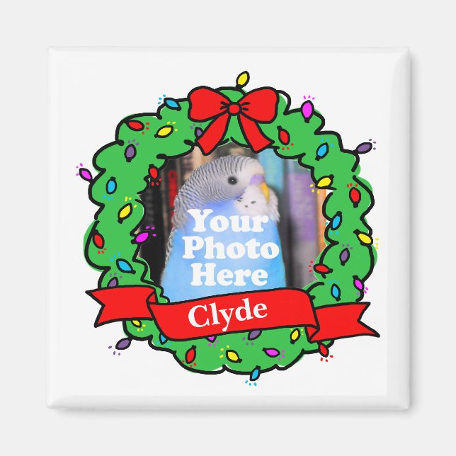 Imã Christmas Bird Photo Wreath (Frente)