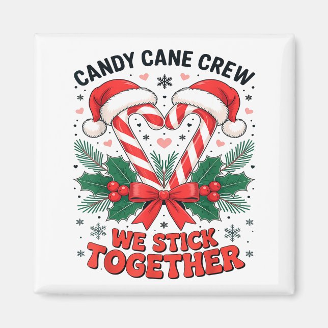 Imã Christmas Candy Cane Heart Holiday Family Matching (Frente)