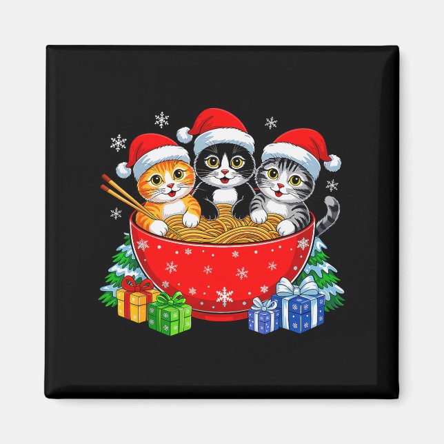 Imã Christmas Cats Ramen Kitten Anime Xmas For Men Wom (Frente)