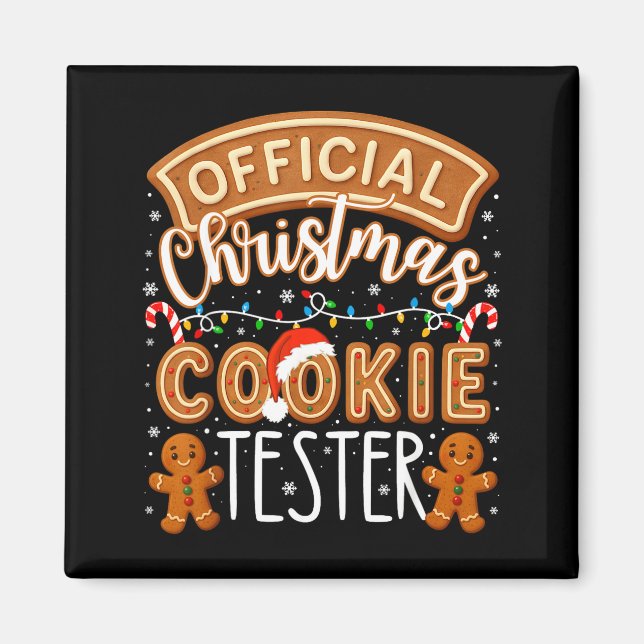 Imã Christmas Cookie Tester Taster Funny Family Baking (Frente)