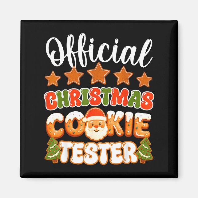 Imã Christmas Cookie Tester Taster Funny Family Baking (Frente)