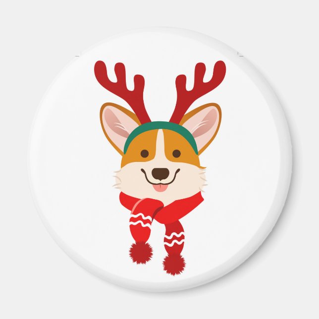 Imã Christmas Corgi (Frente)
