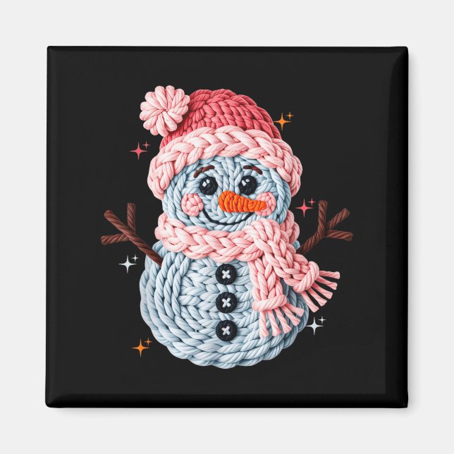 Imã Christmas Crochet Faux Yarn Crochet Snowman Funny  (Frente)