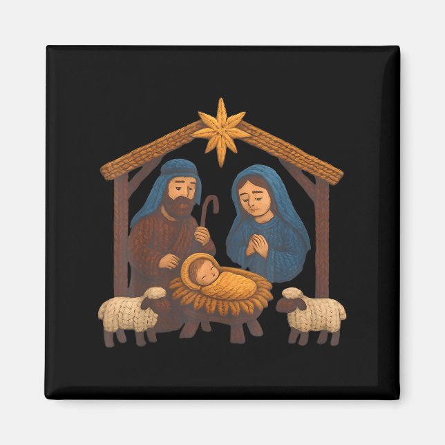 Imã Christmas Crochet Jesus Christmas Faux Yarn Sewing (Frente)