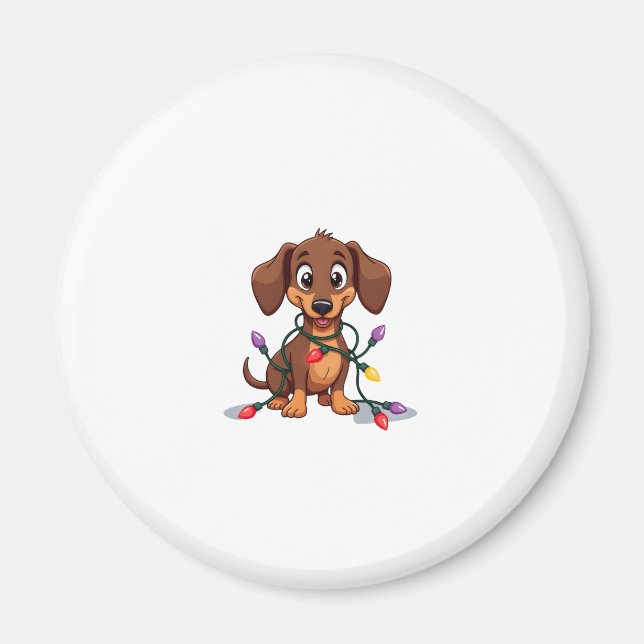 Imã Christmas Dachshund Lights (2) (Frente)