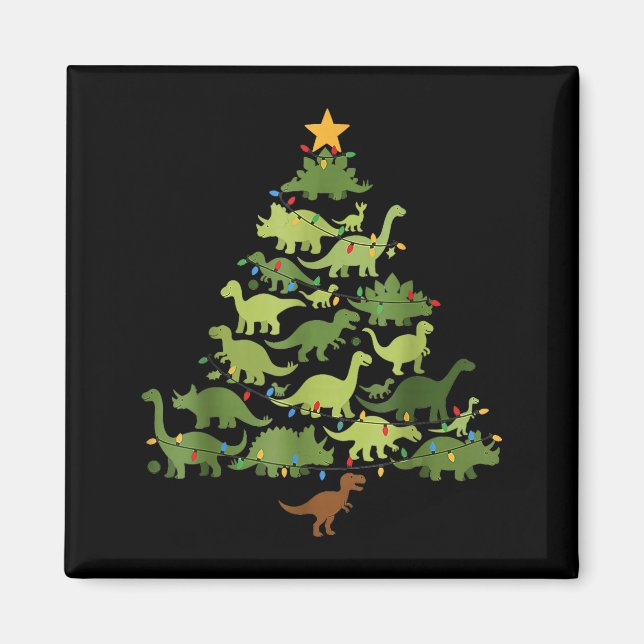 Imã Christmas Dinosaur Tree Rex Pajamas Men Boys Kids  (Frente)