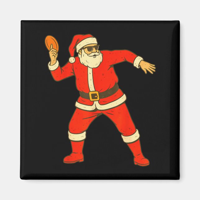 Imã Christmas Disc Golf Vintage Funny Santa Xmas  (Frente)