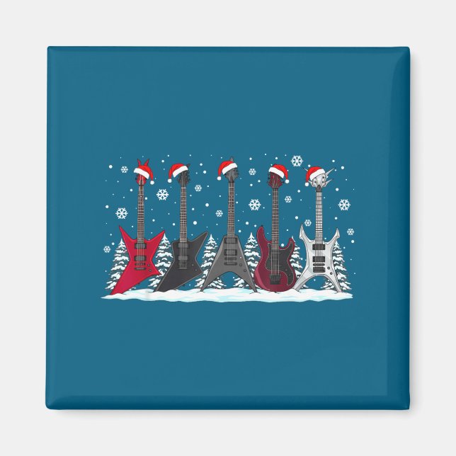 Imã Christmas Electric Guitars Metalhead Guitarist Xma (Frente)