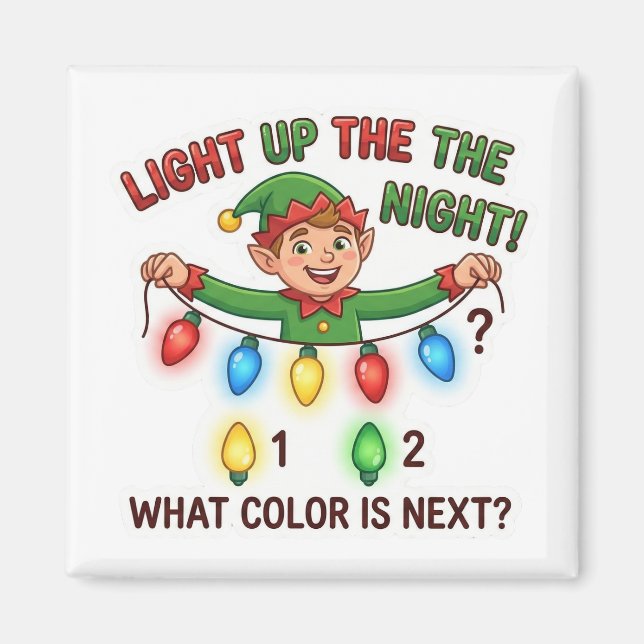 Imã Christmas Elf Lights Pattern Logic Game Magnet (Frente)