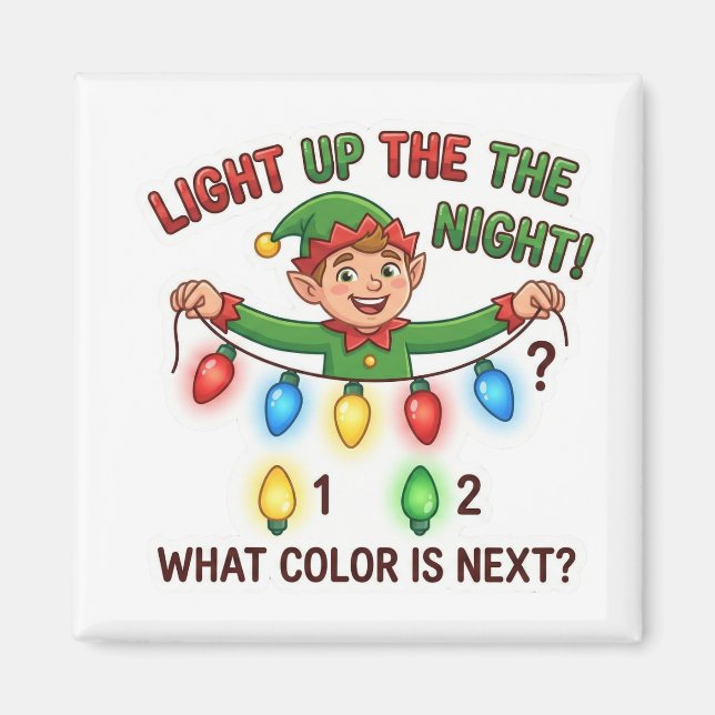 Imã Christmas Elf Lights Pattern Logic Game Magnet (Frente)