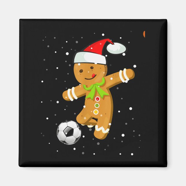 Imã Christmas Football Soccer Gingerbread Player  (Frente)