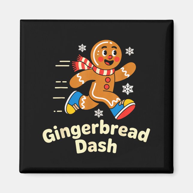 Imã Christmas Gingerbread Dash Running Runner Xmas Mar (Frente)