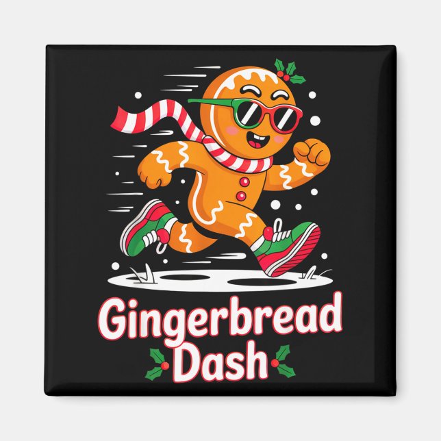 Imã Christmas Gingerbread Dash Running Runner Xmas Mar (Frente)