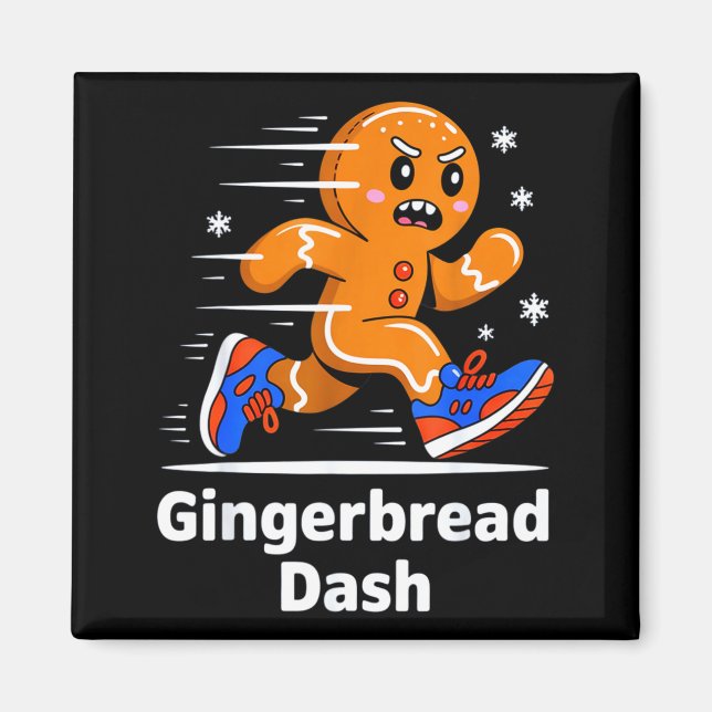 Imã Christmas Gingerbread Dash Running Runner Xmas Mar (Frente)