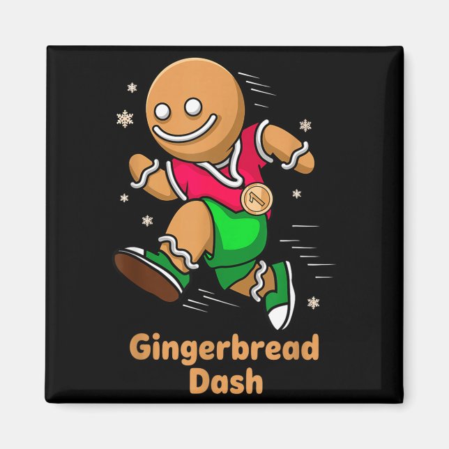 Imã Christmas Gingerbread Dash Running Runner Xmas Mar (Frente)