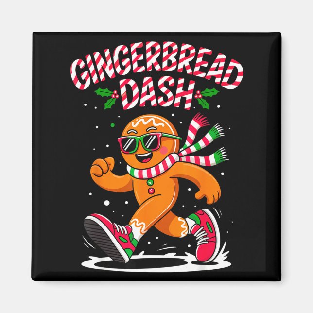 Imã Christmas Gingerbread Dash Running Runner Xmas Mar (Frente)