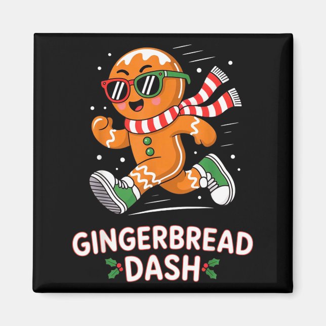 Imã Christmas Gingerbread Dash Running Runner Xmas Mar (Frente)