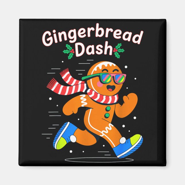 Imã Christmas Gingerbread Dash Running Runner Xmas Mar (Frente)