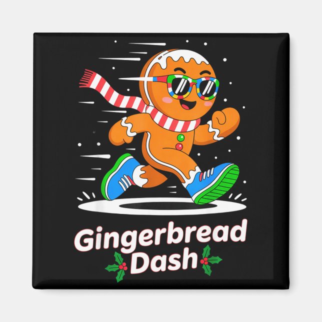 Imã Christmas Gingerbread Dash Running Runner Xmas Mar (Frente)