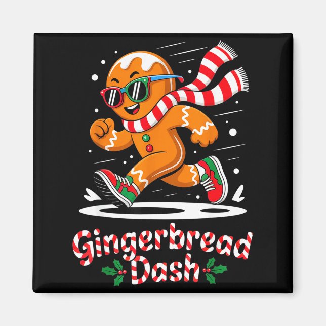 Imã Christmas Gingerbread Dash Running Runner Xmas Mar (Frente)